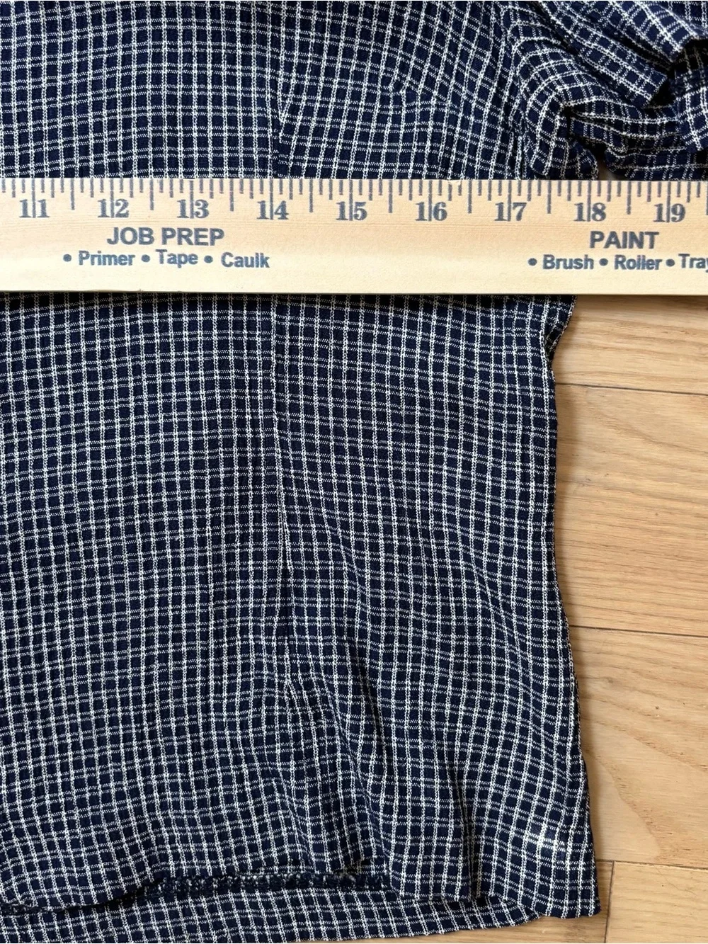 Vintage Ellen Figg Navy Check Button Front Blouse Top L Made USA